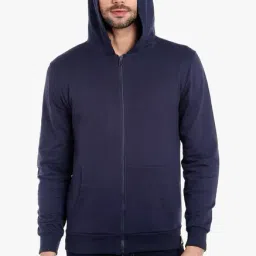 Campus Sutra Navy Hooded Full Sleeves Sweatshirt-26