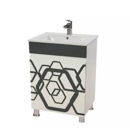 DAZZLE 610x470x830 mm PU Finish Floor Based Vanities White & Dove Grey Gloss, P-3460-Z-image-93
