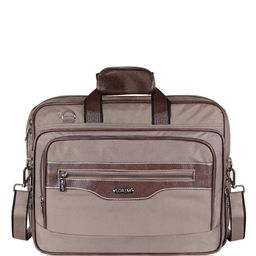 LOREM Men Grey & Brown Laptop Bag-32