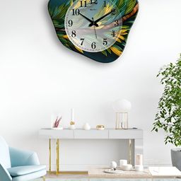 OLIVE TREE Green & Yellow Printed Wooden Geometric Vintage Wall Clock-image-86