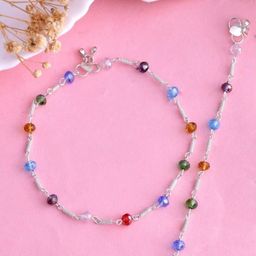 Sangria Silver-Plated Artificial Beads Anklet-11