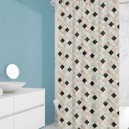 ArtzFolio White & Black Checked Waterproof Shower Curtain-image-60