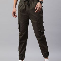 POSHAX Men High-Rise Cargo Style Joggers-image-46
