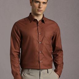 Louis Philippe Men Textured Spread Collar Pure Cotton Formal Shirt-picture-27