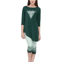 Soie Green Printed Top & Capri Set-image-20