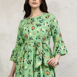 Vishudh Printed Waist Tie-Ups Waist Tie-Ups Three-Quarter Sleeves Basic Jumpsuit-image-55