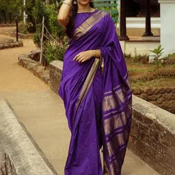 VILLE FASHION Woven Design Zari Art Silk Kanjeevaram Saree-picture-43