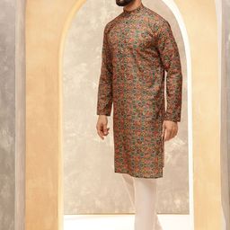 SOJANYA Men Printed Regular Kurta with Pyjamas image 4