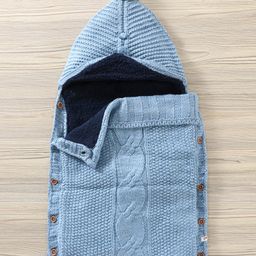 Yellow Apple Hooded Blanket Sleeping Bag With Fur - Blue-image-118