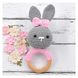 Love Crochet Art Crochet Bunny Rattle - Grey-19