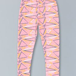 Kiddopanti Cotton Lycra Triangle Printed Legging - Baby Pink-image-96