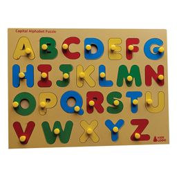 Kids Logic Capital Alphabet Shape Tray With Knob - Multicolor-0