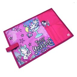 Echo Boomers Pink Unicorn Printed Stain Resistant Placemats Waterproof Tablemats for Kids Teenagers - Pink-27