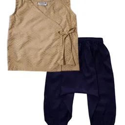 Snowflakes Sleeveless Chevron  Design Jhabla With Harem Pant Set - Beige & Navy Blue-picture-23