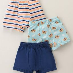 Babyhug 100% Cotton Knit Briefs with Bear & Striped Print Pack of 3 - Multicolor-image-78
