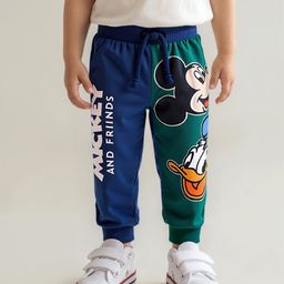 Babyhug Disney Terry Knit Ankle Length Track Pant with Mickey Mouse & Friends Graphics - Blue & Green-picture-11
