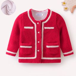 Mark & Mia Full Sleeves Winter Jacket with Pockets & Lace Detailing - Red-picture-7