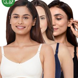 Inner Sense Organic Cotton Knit Pack of 3 Solid Antimicrobial Maternity Bras With Nursing Access - Multi Colour-picture-6