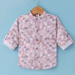 Dapper Dudes Full Sleeves Geometric Printed Shirt - Fawn-picture-15
