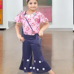 HSS TRENDS Kids-Unisex Pink Poly Georgette Clothing Set-image-49