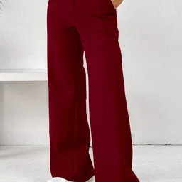 RAJOVATI Women Loose Fit Wide Leg Pleated Trousers-picture-35