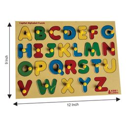 Kids Logic Capital Alphabet Shape Tray With Knob - Multicolor image 3