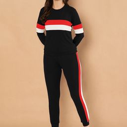 DTR FASHION Colourblocked Round Neck Sweatshirt & Joggers-image-63