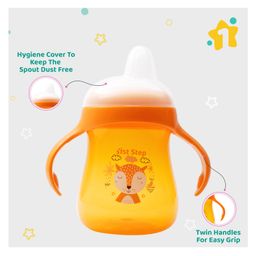 1st Step Matte Collection BPA Free Soft Spout Sipper with Twin Handles for Easy Grip - Orange image 4