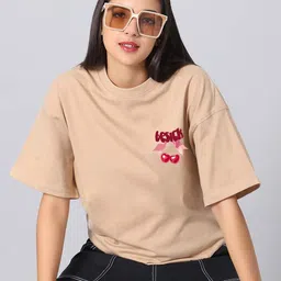 Besick Women Cotton Printed Oversized Tshirt-picture-7
