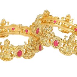 Anouk Set Of 2 Gold Plated Ruby StuddedBangles image 2