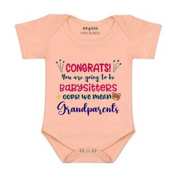 Arvesa Congrats Your Going to Be Grandparents Printed Bodusuit-image-14