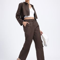 glitchez Elevate The Basics Pure Cotton Crop Shirt with Cargo-Style Trousers-image-16