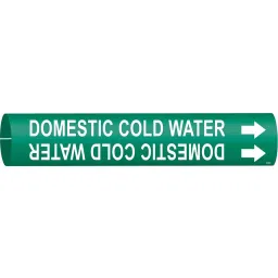 BRADY Plastic Pipe Marker Domestic Cold Water Green and White 2-13/16 x 2-4/5 x 0.03 inch, 6H560-16