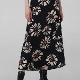 Only Black Floral Print Skirt-image-8