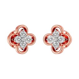 Joyalukkas 18k Rose Gold & Diamond Blossom Beauties Earrings-image-65
