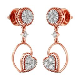 Joyalukkas 18k Rose Gold & Diamond Swaying Love Earrings-image-76