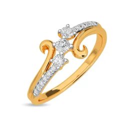 Kisna Diamond & Gold Jewellery Clara Curve 18k (750) Diamond & Gold Ring For Women-image-15