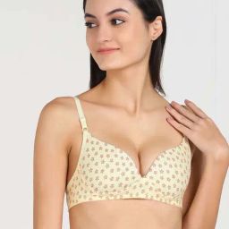 AROUSY Yellow Cotton Printed Plunge Bra-image-91