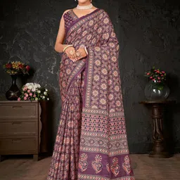 Anouk Rustic Ajrak Block Printed Saree-18