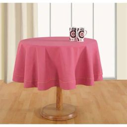 Swayam Rose Pink Cotton 200 TC Round Table Cover 6 Seater - Set of 1-image-57