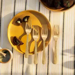 ellementry Celestial Golden Brass Table Forks - Set of 4-42