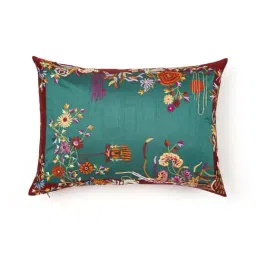 Home4U Athena Green & Maroon Poly Dupion Cushion Cover - Set of 1-19