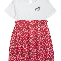 Budding Bees Kids Red & White Floral Print Dress-image-57