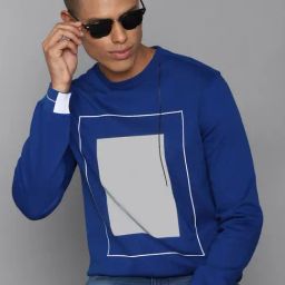Allen Solly Blue Cotton Regular Fit Printed Sweatshirts-image-80