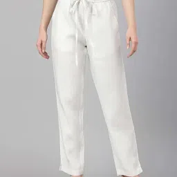 Janasya White Mid Rise Pants-image-46