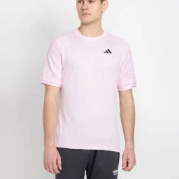 Adidas Pink Slim Fit Self Pattern Sports T-Shirt-image-96