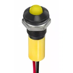 RS PRO Yellow Panel Mount Indicator 24V DC, Mounting Hole Size 8 mm, Termination Type Lead Wires, IP Rating IP67, Model No 2494337-31