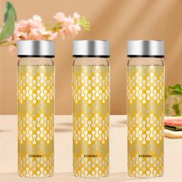 ?Borosil Water Bottle with Fridge Safe & Leakproof Set of 3 (Transparent, ?550 ml)-123