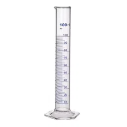 ABGIL 100 ml Borosilicate Glass Hexagonal Base Cylinder Graduated Single Metric Scale with Pour Out ABG1190-39
