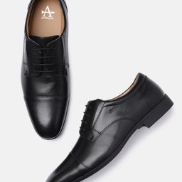 Arrow Men Black Solid REMONT Formal Leather Derbys-image-16